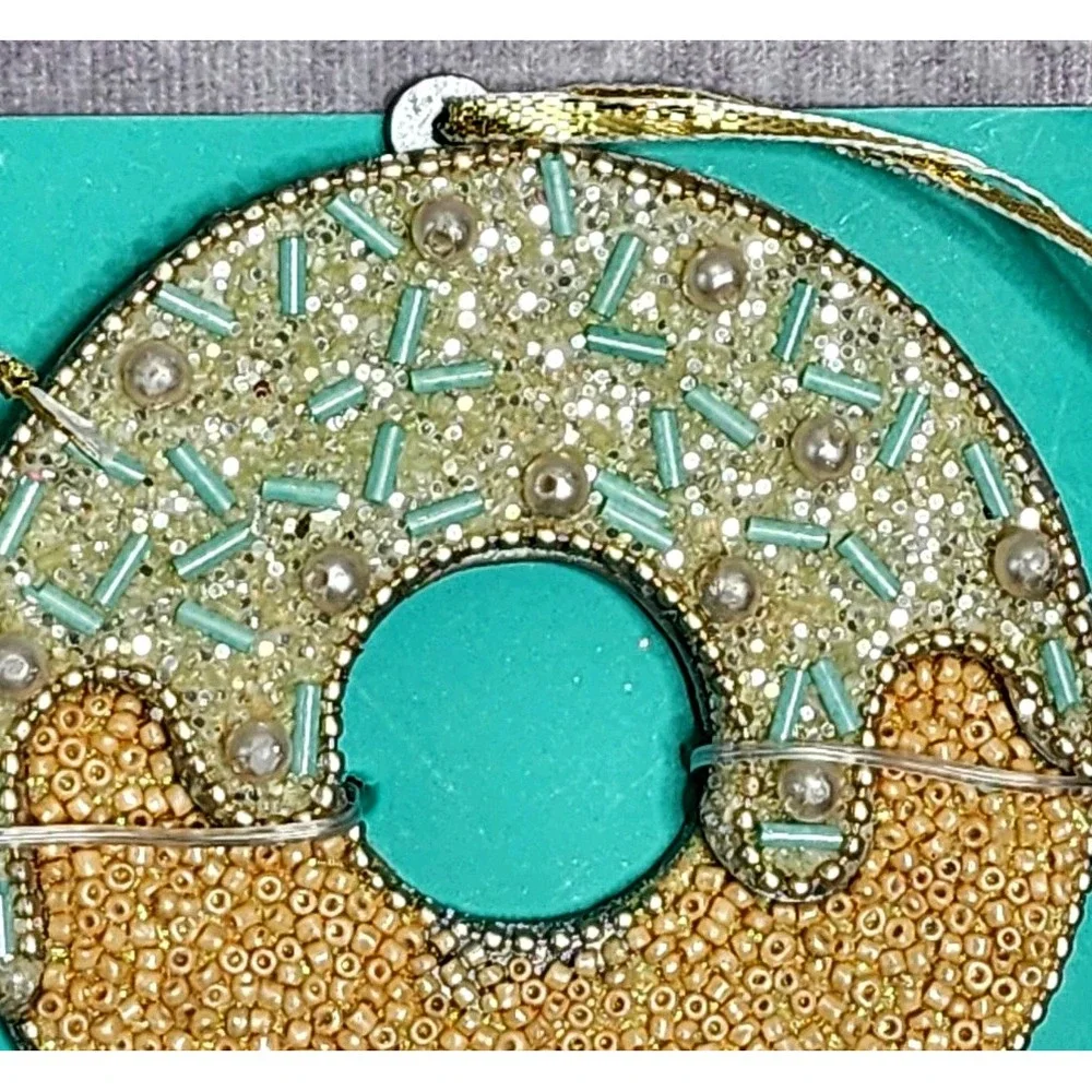 Beaded Donut Christmas Ornaments Pearls Sprinkles Sequins 4